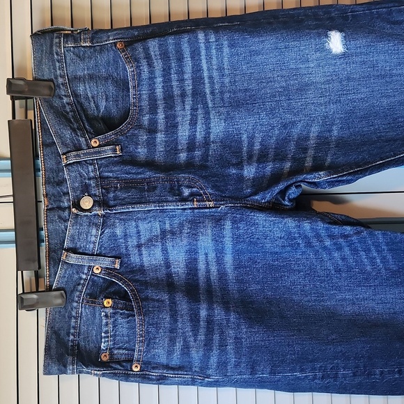 Levi's Dark Blue Distressed Jeans - Picture 3 of 16
